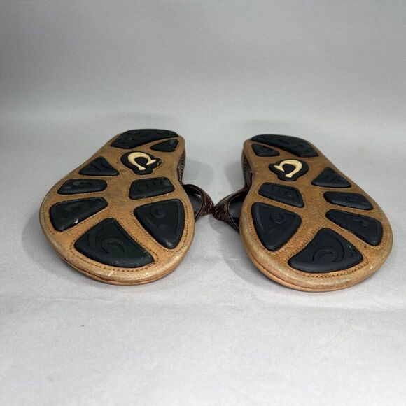 OluKia Men's Size 9 Hiapo Brown Leather Flip Flop Sandals - Picture 10 of 13
